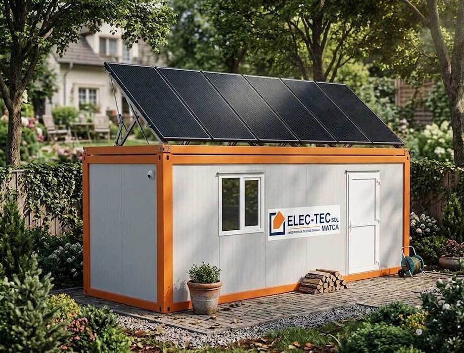 Container Birou Solar 3kWp + Baterie 5kWh | Birou Remote de Grădină , Organizare santier