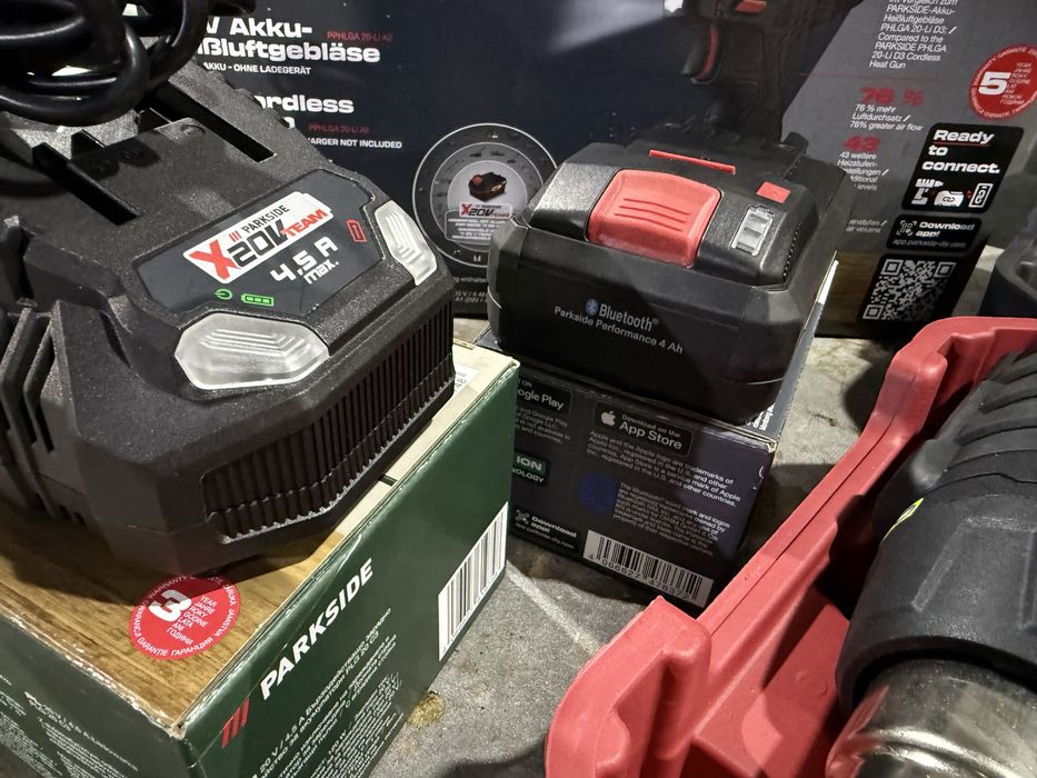 Комплект пистолет за горещ въздих, батерия и зарядно Parkside