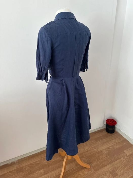 Hobbs Rochie midi din in bleumarin cu funda