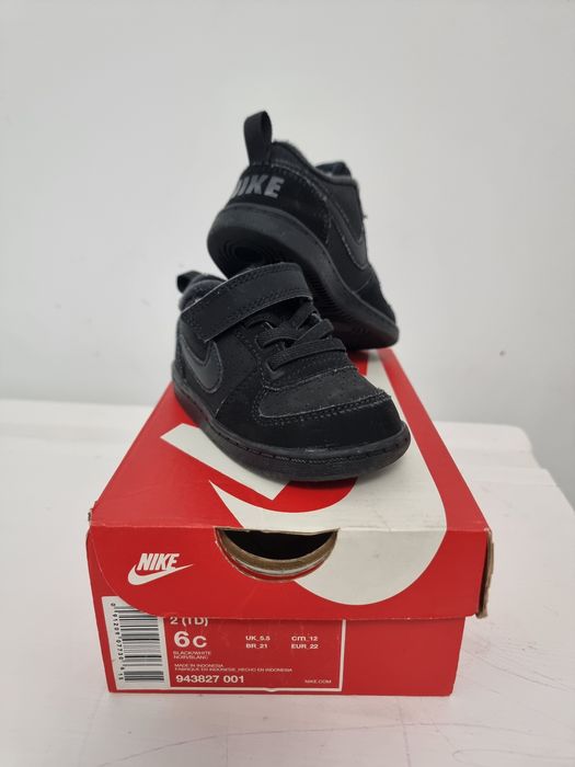 Adidasi copii Nike cu garnituri de piele Court Borough , Negru