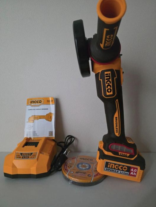 Flex / Polizor Unghiular INGCO 20V Brushless 115mm + Baterie 4.0Ah + Încărcător - NOU
