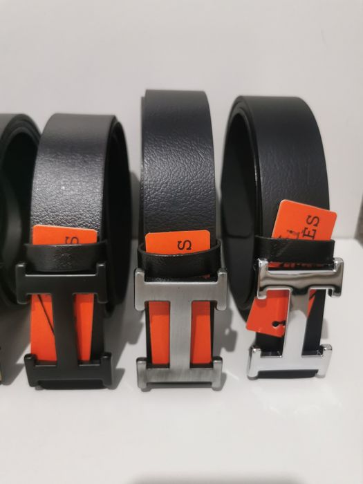 Curele Hermes-piele naturală, logo metalic, model unisex