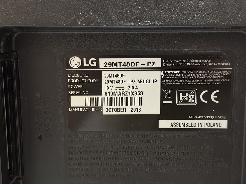 TV Monitor LG 29MT48DF-PZ 29 Inch 73 cm HDMI USB Telecomandă