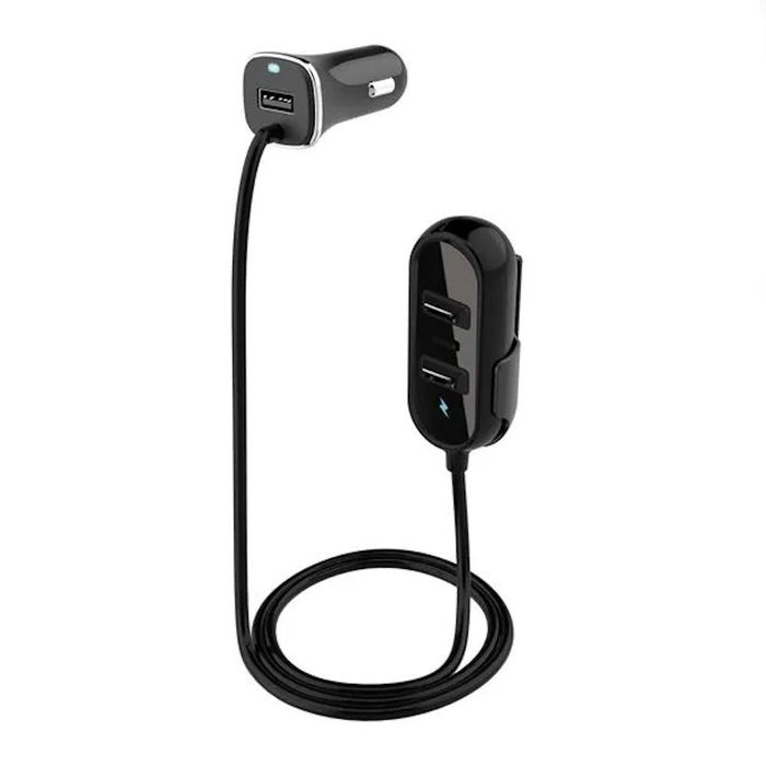 Incarcator auto telefon 12V, cu cablu extensie, 3xUSB, 1xUSB C, lungime cablu 1.m