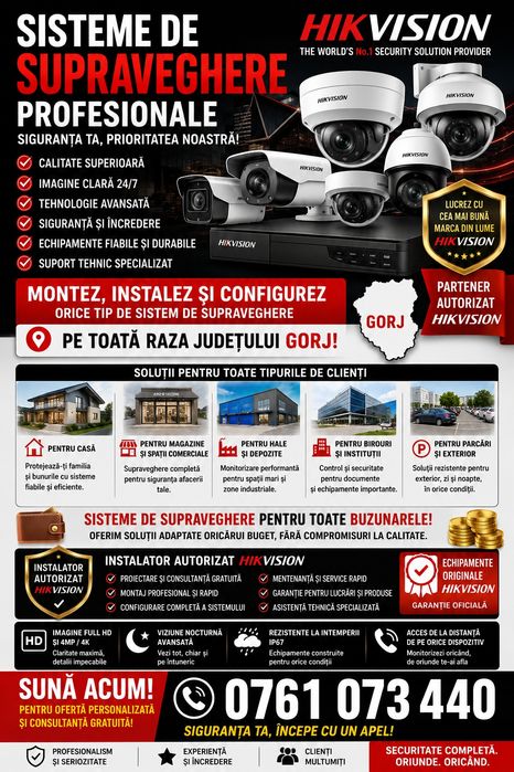 Camere supraveghere. Montare sisteme supraveghere.