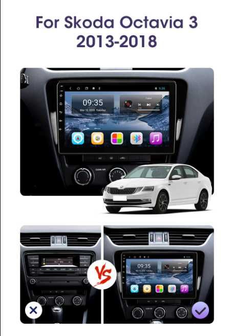 Navigatie Dedicata Skoda Octavia 3, 2013/2018 / 2/4/6 RAM+32/64/128 ROM - 8Core, MONTAJ INCLUS