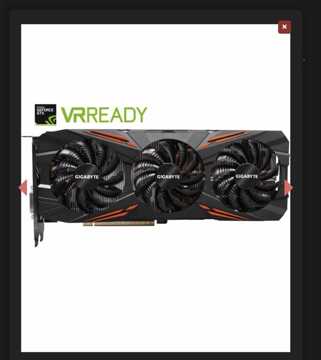 GeForce GTX 1080 G1 GAMING 8GB DDR5X 256-bit