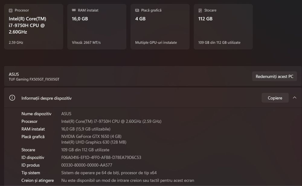 ASUS TUF Gaming FX505G | i7-9750H | GTX 1650 4GB | 16GB RAM