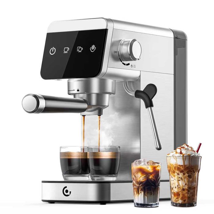 Espressor manual AMZCHEF 20 Bar, LED, 1350W, Inox - Grad E