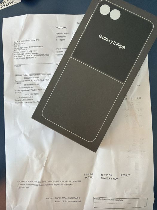 Samsung Galaxy Z Flip 8 512gb Graphite Sigilat Factura Garantie 2 Ani
