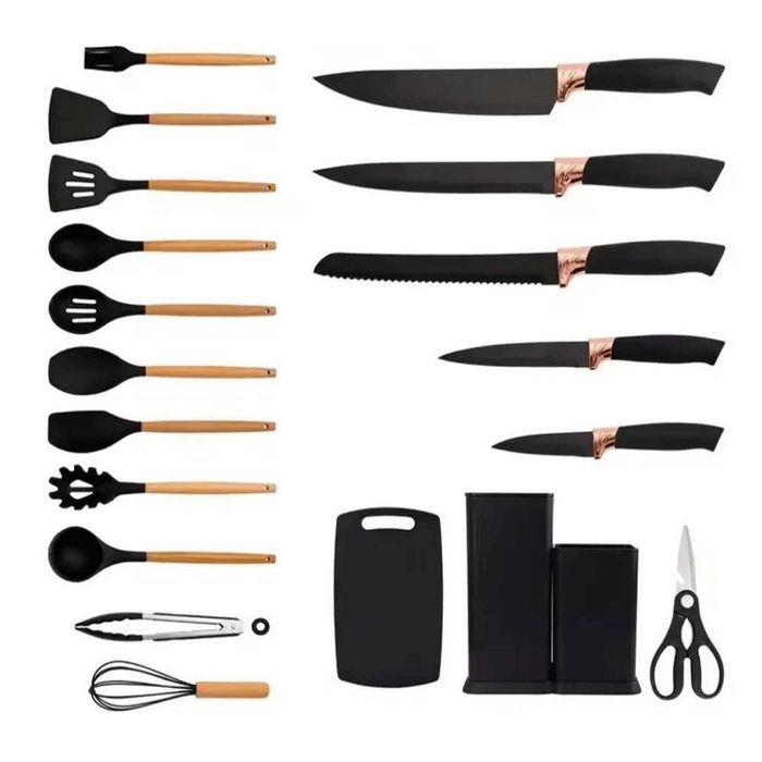 Кухненски комплект от 19 части Cheffinger KSUT01 - ножове, силиконови