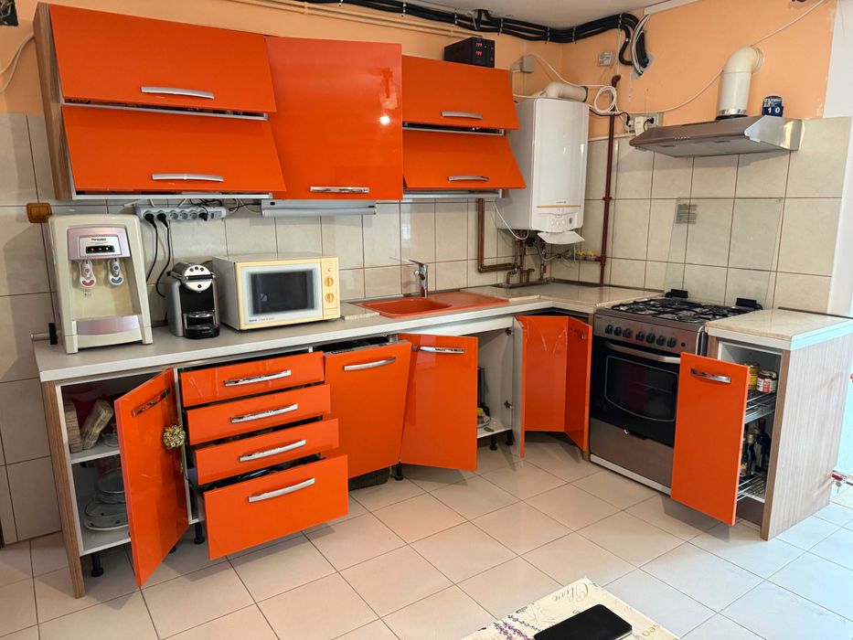 Set complet mobila bucatarie portocaliu lucios disponibila imediat