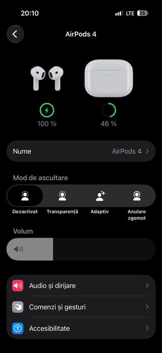 Air Pods 4 originale, cu noise cancelling si incarcare magsafe