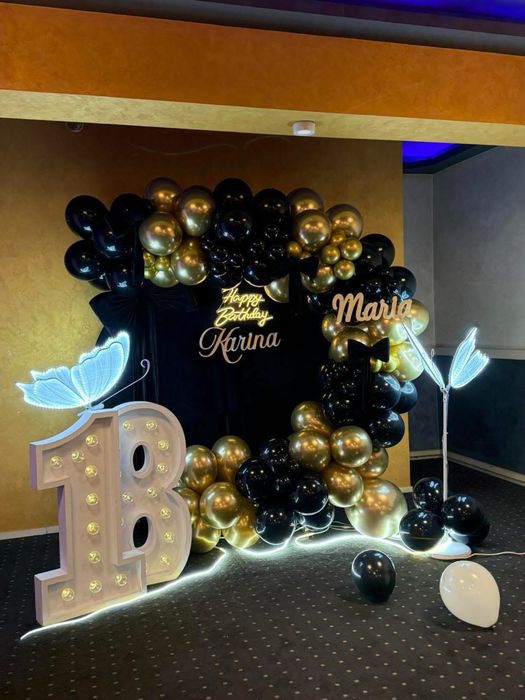 Decor baloane majorat, cifre luminoase 18 majorat, plaforma majorat