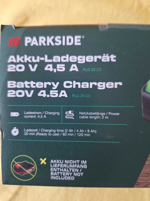 Incarcator pentru baterii Parkside de 4,5 A, 20V, model PLG 20 C3