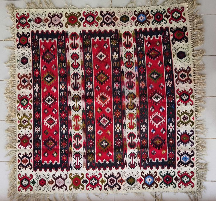 Cuvertura traditionala turceasca tesuta manual covor kilim Sharkoy