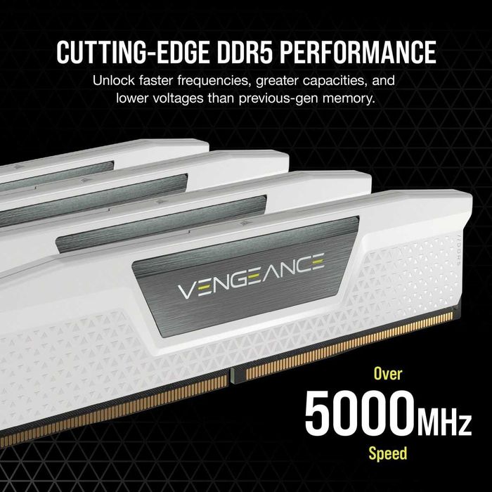 ПРОМО Нова 5г Гаранция Модул за РАМ RAM DDR5 Памет Corsair Vengeance CMK32GX5M2B6000Z30W, 32 GB, 2 x 16 GB