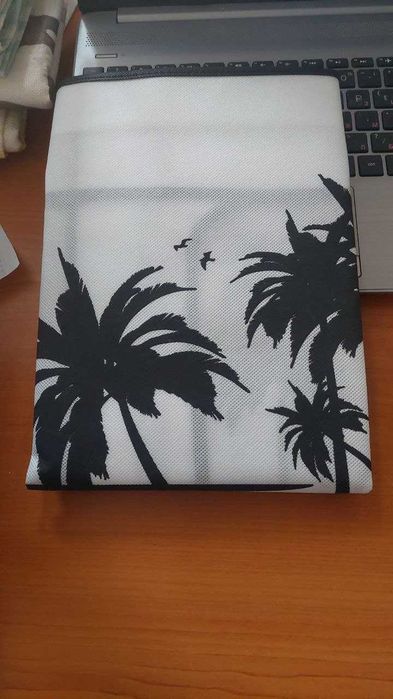 Калъф за монитор 27-28 инча, Kwmobile, бял/черен, текстил. 67*47,5 см