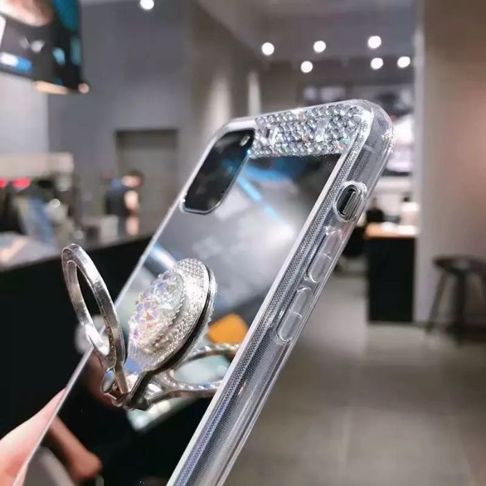 Husa oglinda cu pietricele si inel pt iPhone 11 , 11 Pro , 11 Pro Max