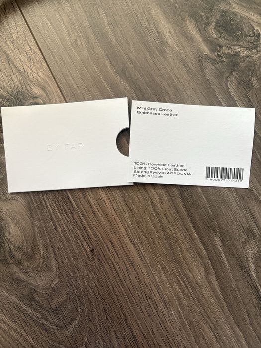 Дамска чанта BY FAR GREY croc mini top handle bag