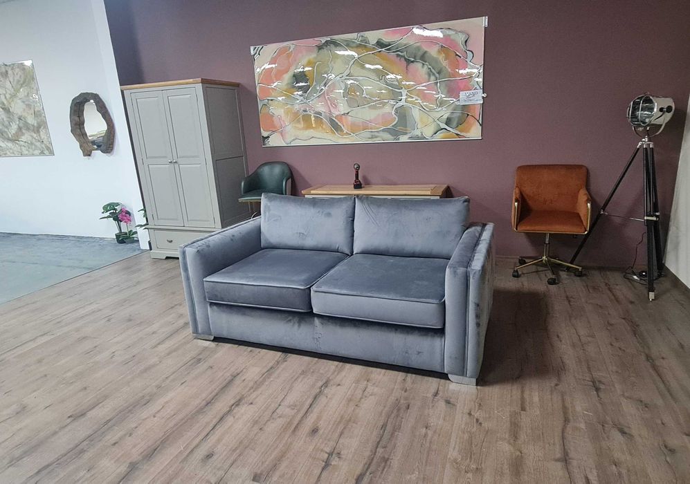 Сив диван от плат тройка с функция сън