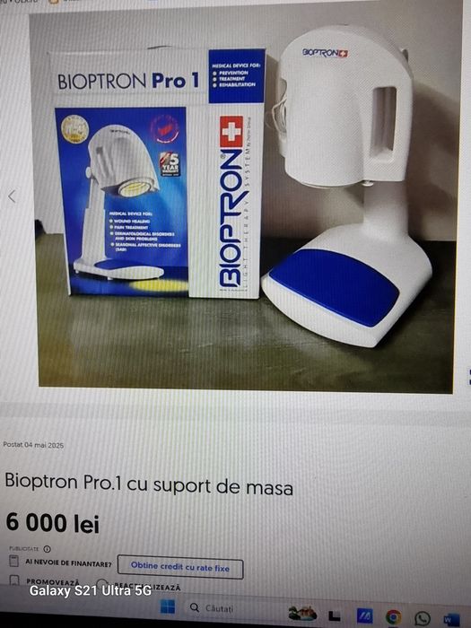 Bioptron Pro.1 cu suport de masă și set 7 lentile color therapy