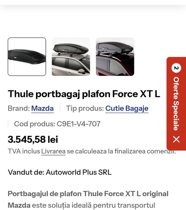 Thule portbagaj plafon Force XT L