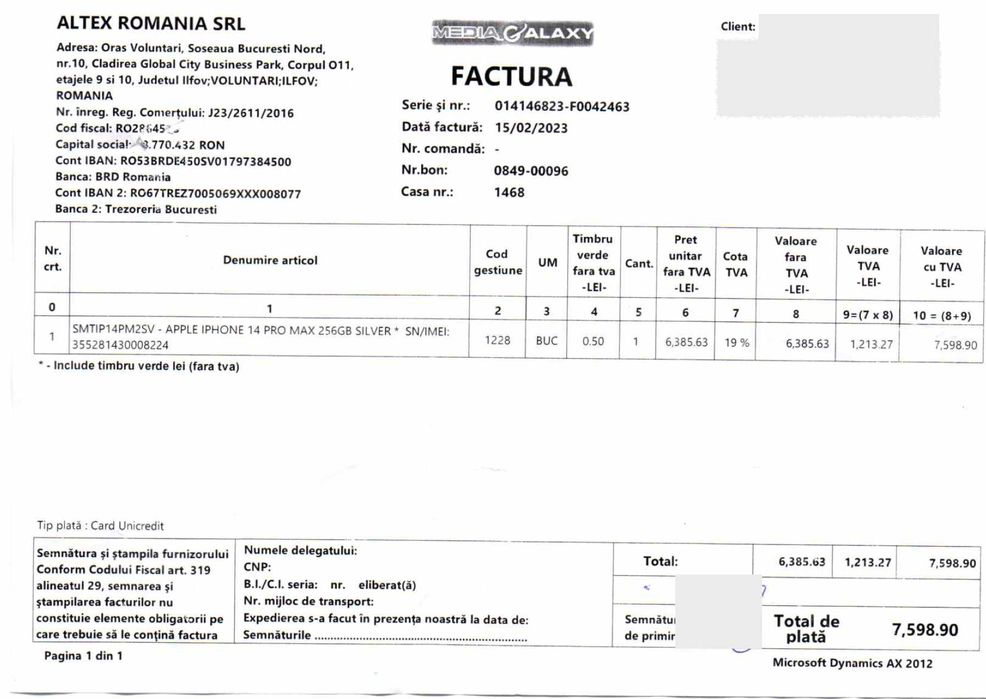 Apple iPhone 14 Pro MAX 256GB silver/argintiu