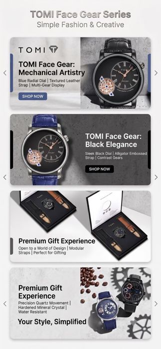 TOMI Face Gear erkaklar qo’l soati va sovg’a to’plami
