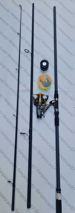 SET 4 Lansete 3,9m din 3 bucati + 4 Mulinete DIAMANT KT6000+ROLE  FIR