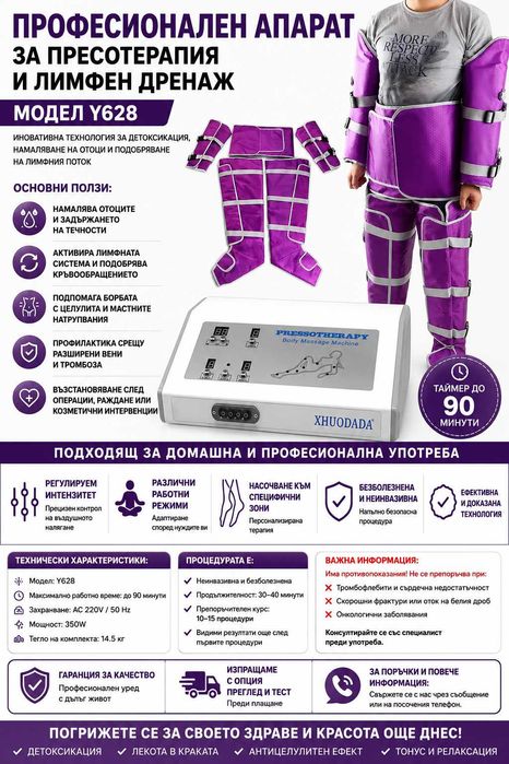 Лимфопреса, Лимфо преса за цяло тяло Апарат за Пресотерапия и лимфен дренаж на тяло,Професионален апарат за пресотерапия и лимфен дренаж