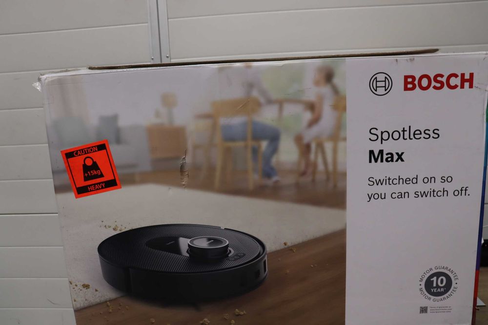 Прахосмукачка робот Bosch Spotless Max BCRDW3B с функция за избърсване, всмукателна мощност 11 000 Pa, моп, станция за мокро и сухо почистване