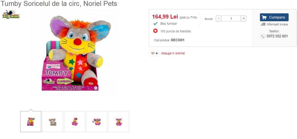 Jucarie din plus interactiva Noriel Pets - Tumby, soricelul de la circ