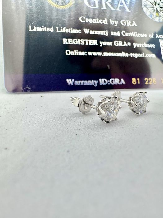 Сребърни обеци с мойсанит (Диамант) 0.5 карата