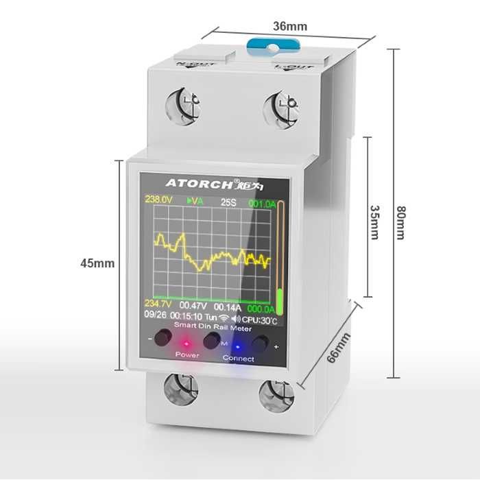 100A WiFi Двутарифен монофазен смарт електромер за DIN шина