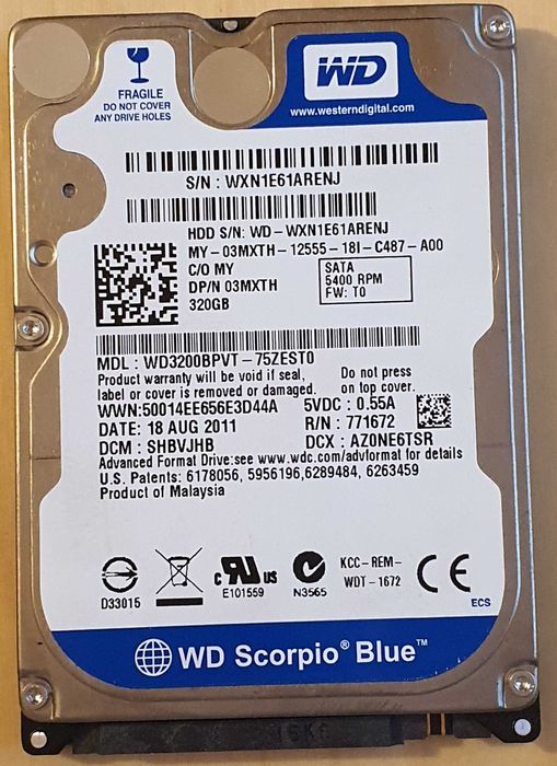Hard Disk Laptop WD Western Digital, 320 GB, SATA 2.5"