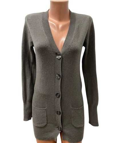 STATEMENT размер S дамска дълга кашмирена жилетка 100% КАШМИР каки