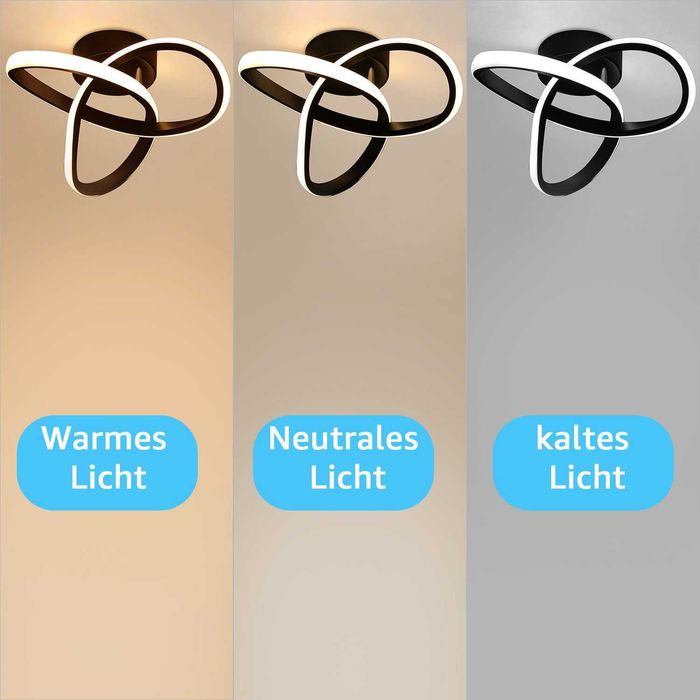 Lampă de tavan LED neagră, 12W reglabilă în 3 culori