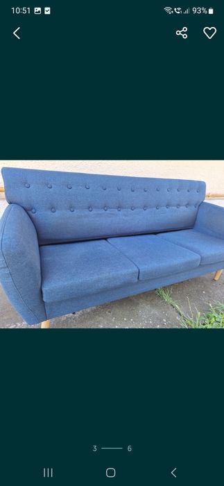 Canapea FIXA cu 3 locuri, tapițerie textilă, 172x70x82 cm