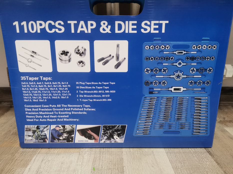 Trusa  tarozi și filiere 110 piese-trusa metrica tarozi/filiere 110buc