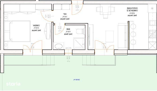 Apartament 2 camere — Rezidențial Cireșica Sud, B1, Ap.3