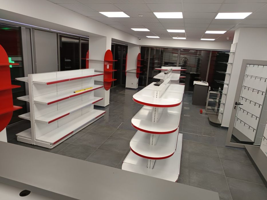 Заоблени рафтове за островен стелаж - гондола.