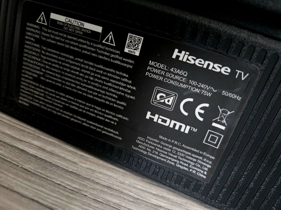Televizor Hisense 43A6Q – 43” (108 cm), 4K Ultra HD, Smart TV – ca nou