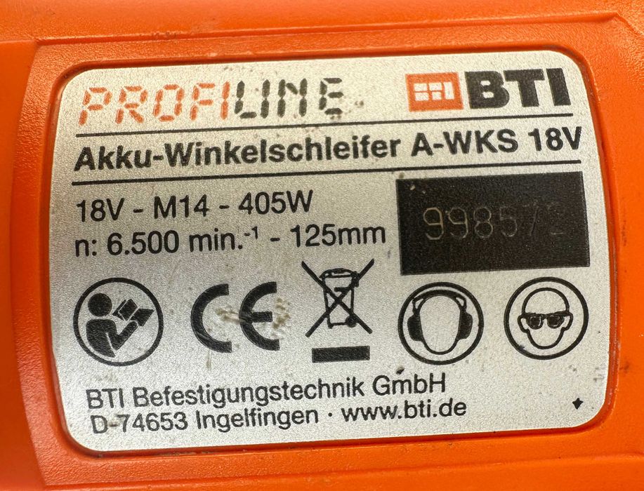 BTi A-WKS 18V - Акумулаторен ъглошлайф 18V