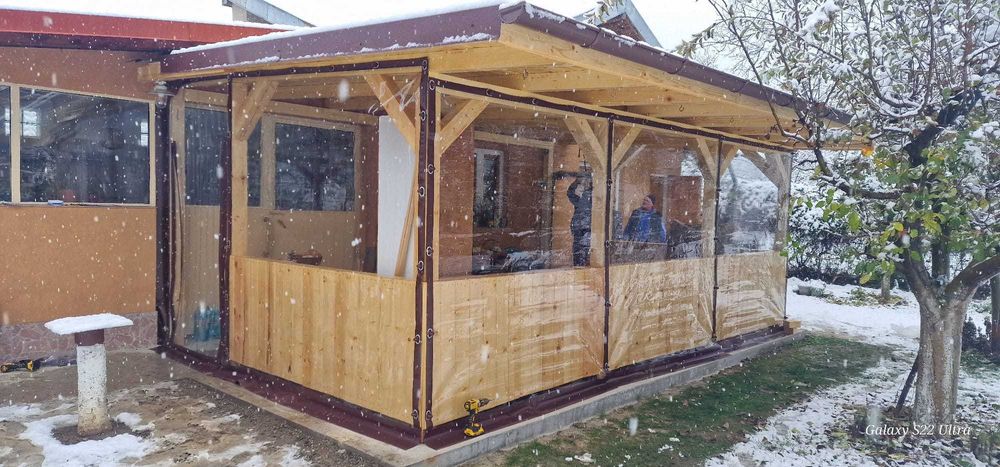 Inchidere terasa cu folie transparenta/rulou simplu /rulou casetat