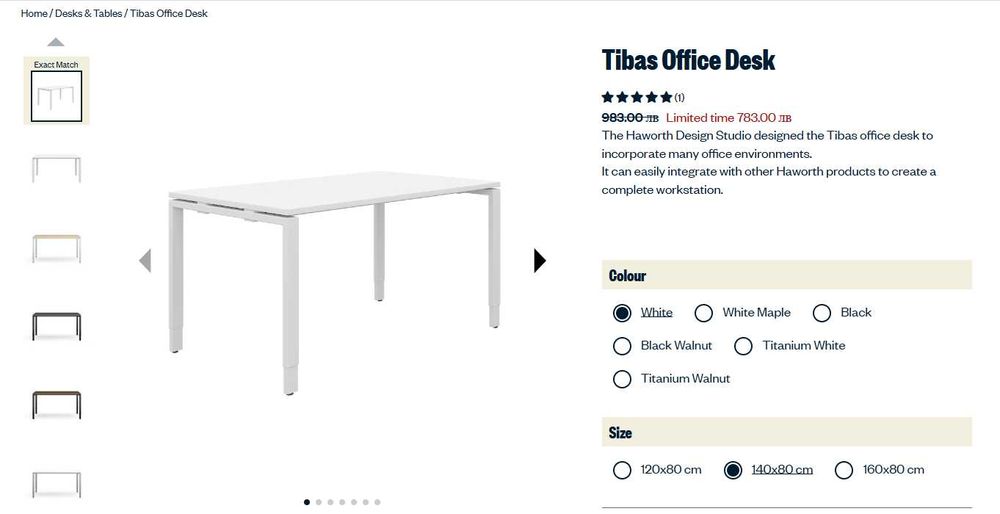 Офис бюро Haworth tibas white 140x80