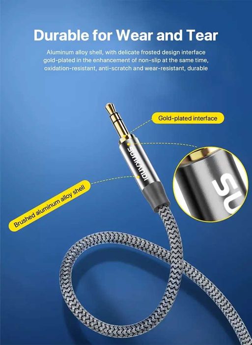 Премиум-Лукс 3.5мм Aux/Стерео Аудио Кабел(За професионален Hi-Fi Звук)