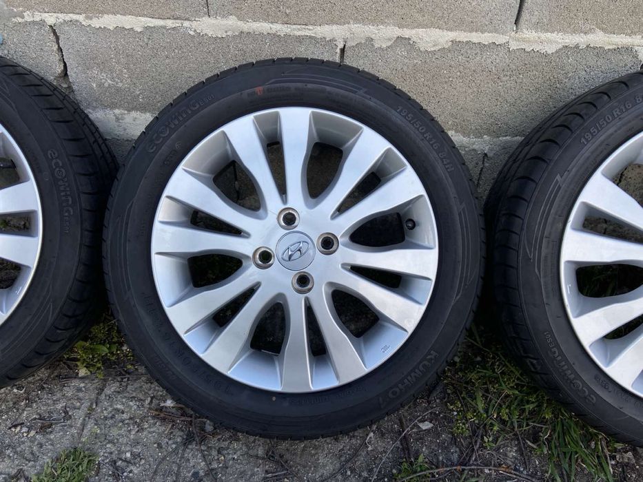 4бр. Алуминиеви джанти с нови гуми  195/50 R16 цола  Hyundai, Kia 4x100