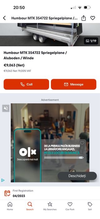 Remorca Humbaur 2 axe , cu prelata si obloane demontabile !