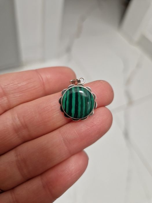Pandantiv argint si piatra de malachit